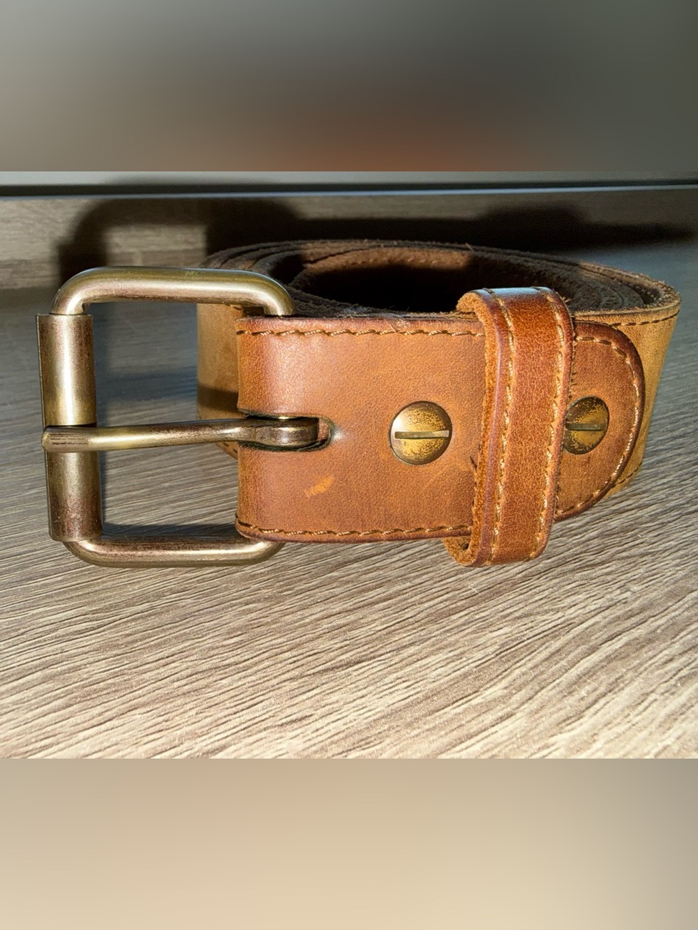 Origin USA Raw Edge Whiskey Brown Full-Grain Leather Belt - Picture 2 of 7